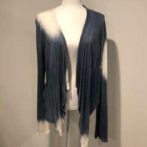 Blue/cream tie dye, lightweight cardi by Velvet.